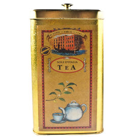 Китай Квадратная золотистая жестяная коробка банок чая олова для упаковывать чая/кофе поставщик